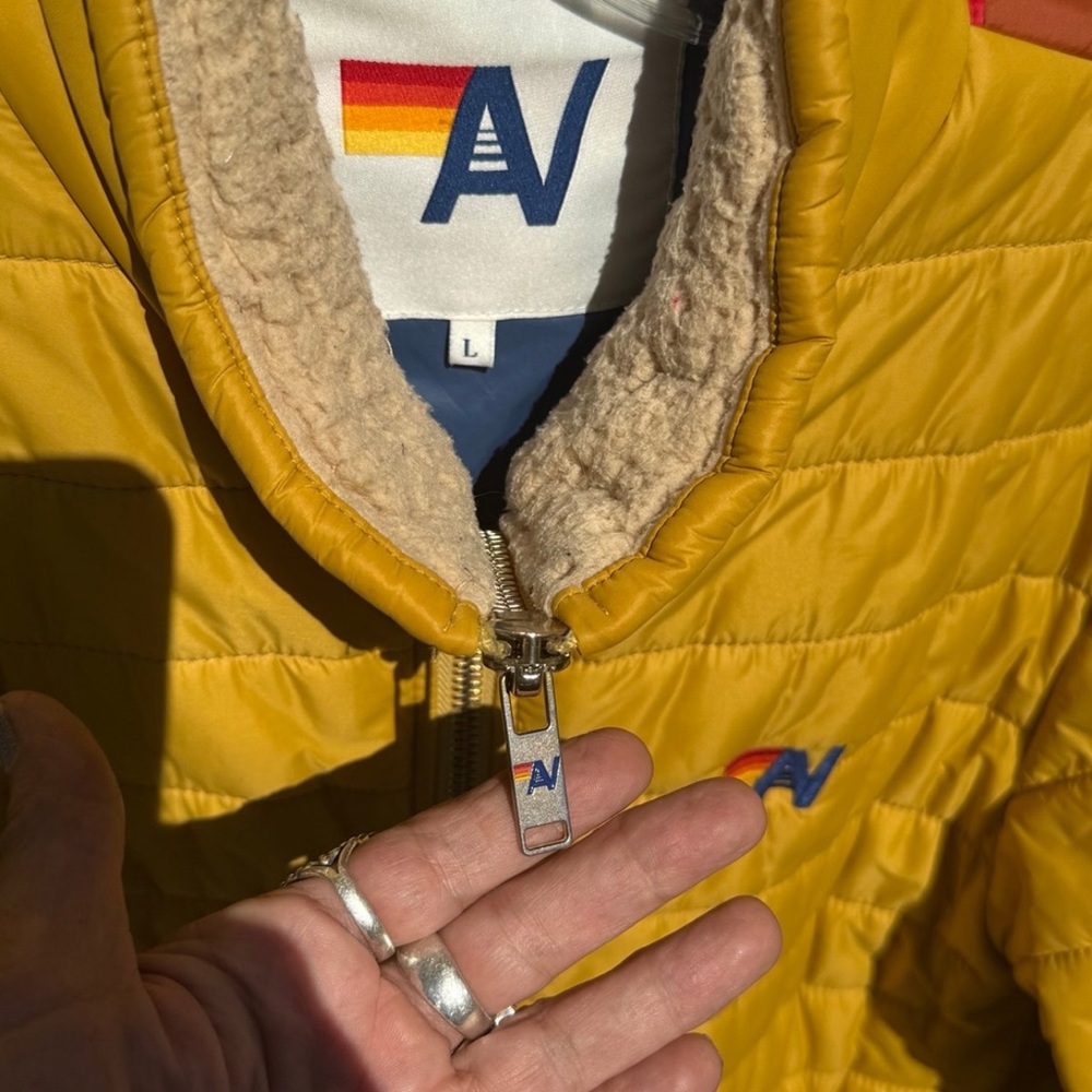 Aviator Nation Yellow Bomber Jacket with Rainbow Design - Picture 3 of 6